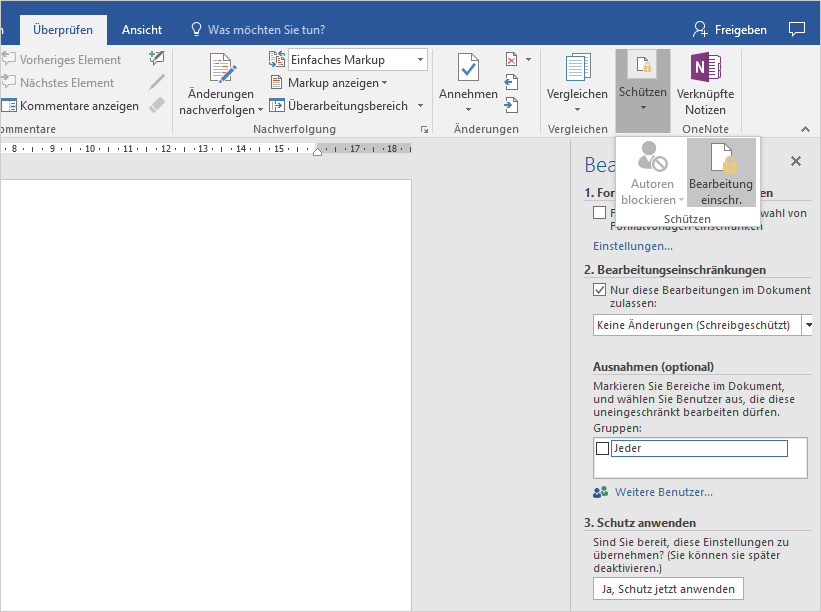 Kennwortschutz in Word