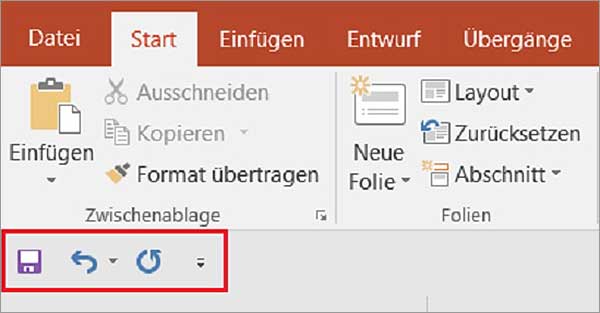 PowerPoint - Schnellzugriffsleiste