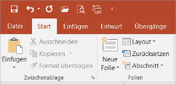 PowerPoint - Schnellzugriffsleiste