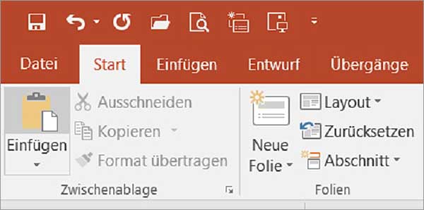 PowerPoint - Schnellzugriffsleiste