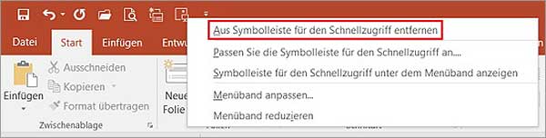 PowerPoint - Schnellzugriffsleiste