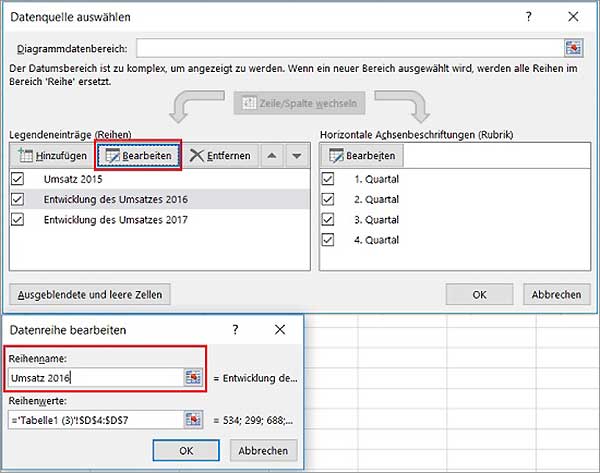 Excel - Legendeneinträge ändern