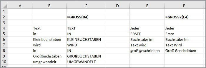 Excel Groß- und Kleinschreibung