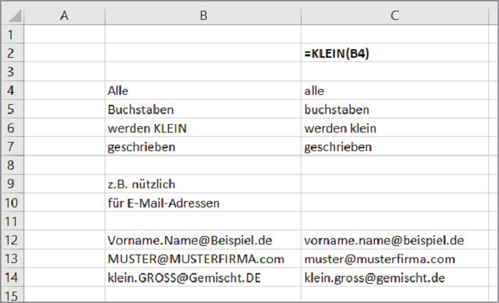 Excel Groß- und Kleinschreibung