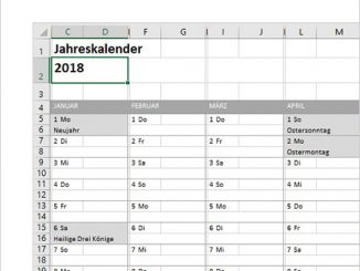Excel Jahreskalender 2018