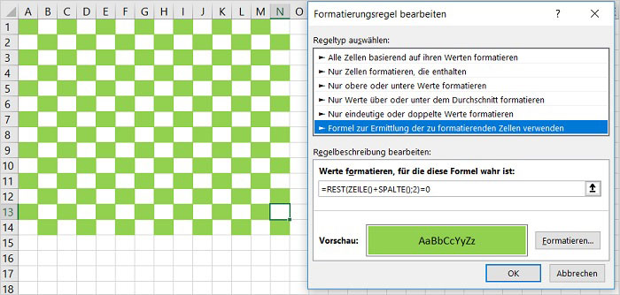Excel - Zeilen farbig hinterlegen