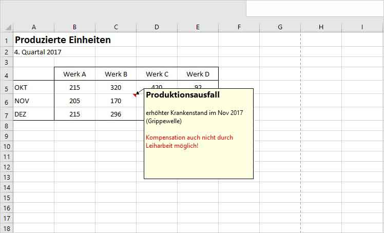 Excel Kommentare