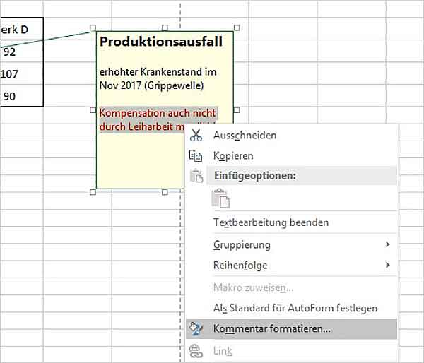 Excel Kommentare