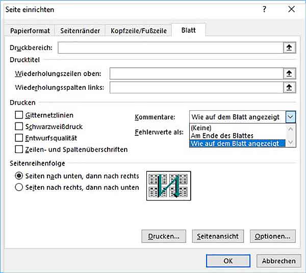 Excel Kommentare