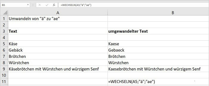 Excel - Umlaute wechseln