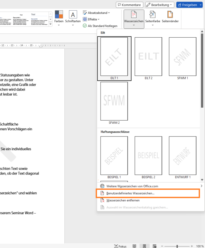 Screenshot 2 Word Wasserzeichen