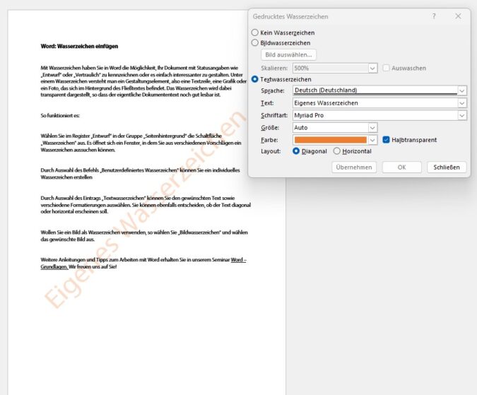 Screenshot 3 Word Wasserzeichen