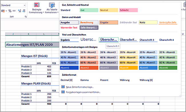 Excel - Formatvorlagen