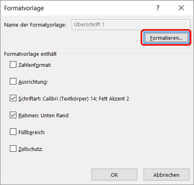 Excel - Formatvorlagen