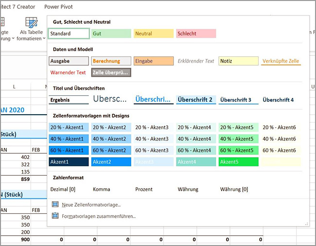 Excel - Formatvorlagen