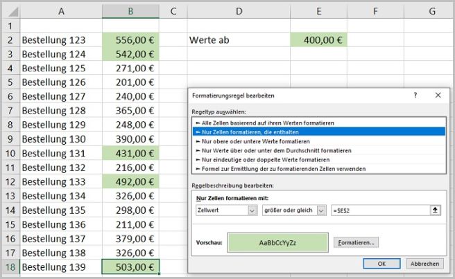 Excel - Bedingte Formatierung ein- und ausschalten