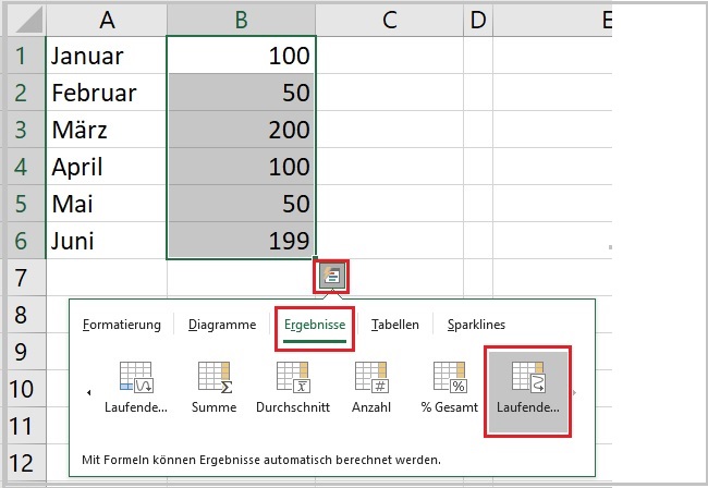 Excel - Laufende Summen berechnen