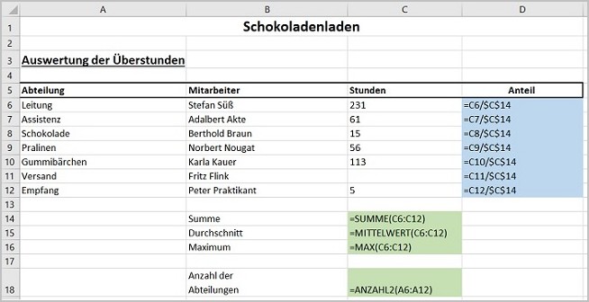 Excel- Berechnungen sichtbar machen 2