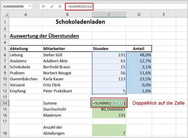 Excel- Berechnungen sichtbar machen 4