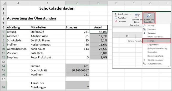Excel- Berechnungen sichtbar machen 5