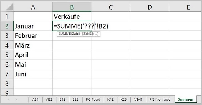Excel - 3D Summen mit Platzhalter 03