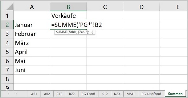 Excel - 3D Summen mit Platzhalter 05