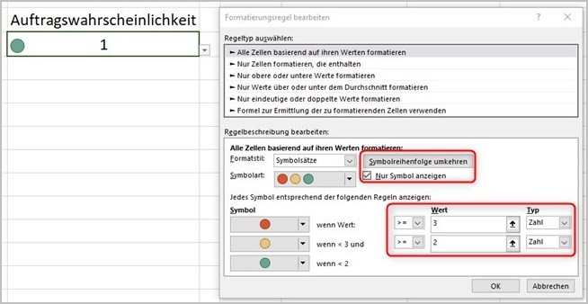 Excel Dropdownliste mit Ampelsymbolen