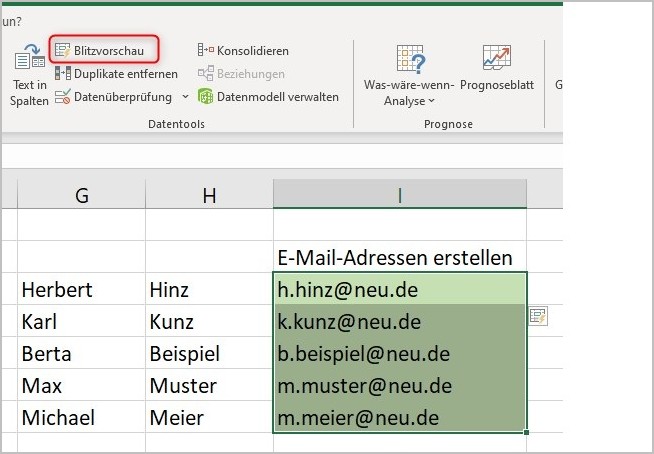 Excel - Blitzvorschau 4