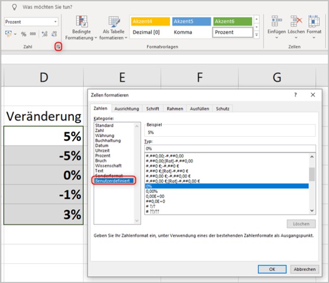 2 Excel: Benutzerdefinierte Formatierung mit Farben
