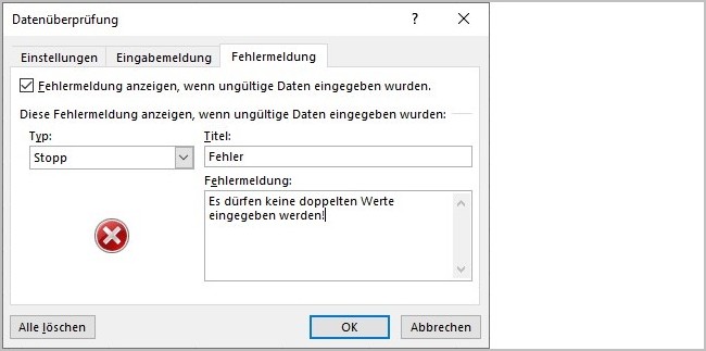 Excel - 4 Eingabe von doppelten Werten verhindern.