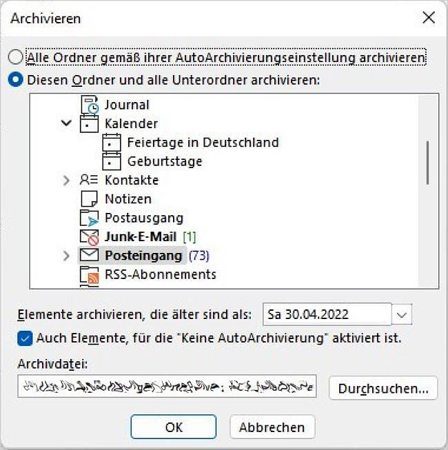 Outlook - Kalenderdaten löschen