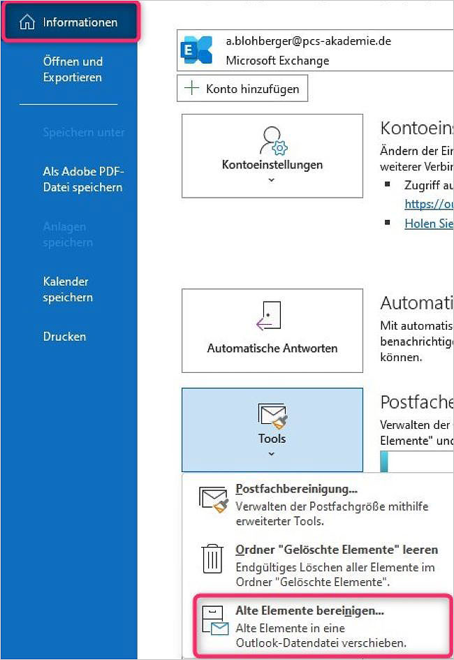 Outlook - Kalenderdaten löschen