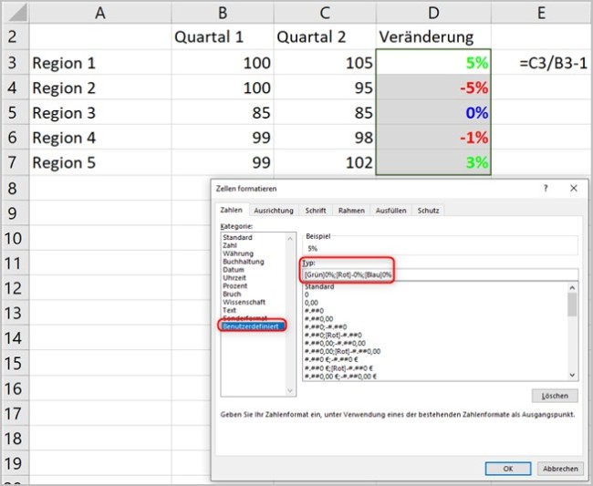 Excel: benutzerdefinierte Formatierung 1