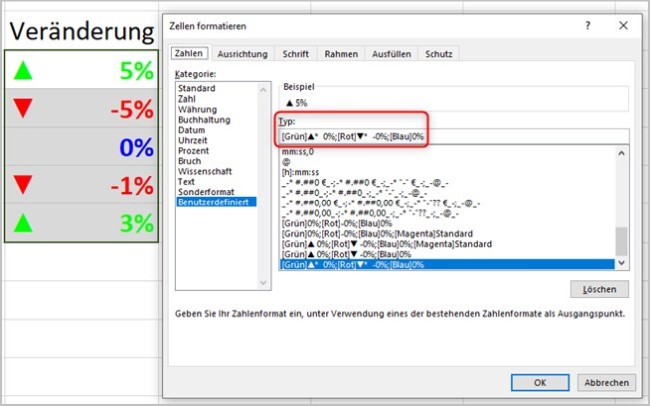 Excel: benutzerdefinierte Formatierung 3