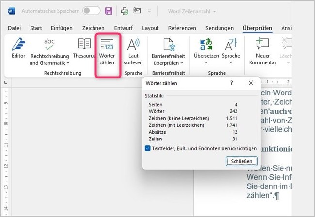 Word - Zeilenzahlen, Bild 1