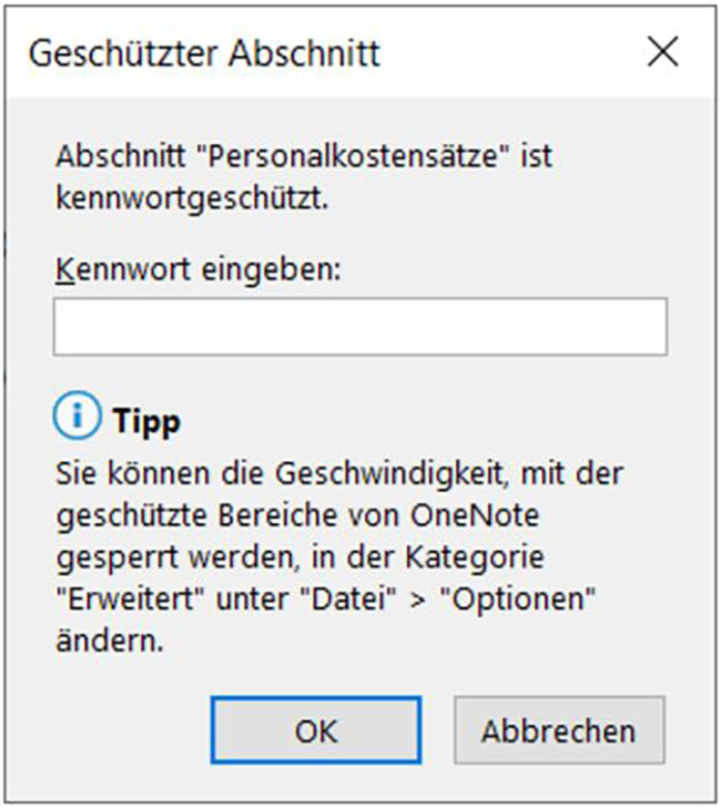 5_oneNote - Abschnitte schützen
