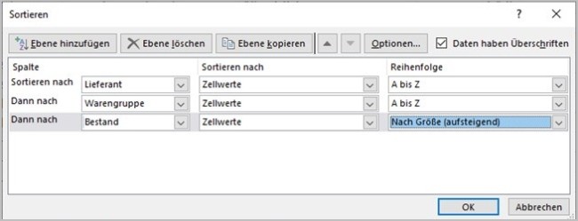 Excel Sortieren von Tabellen 7