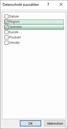 Screenshot 3 - Filtern mit Datenschnitten