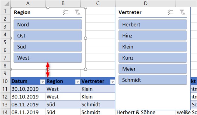 Screenshot 5 - Filtern mit Datenschnitten