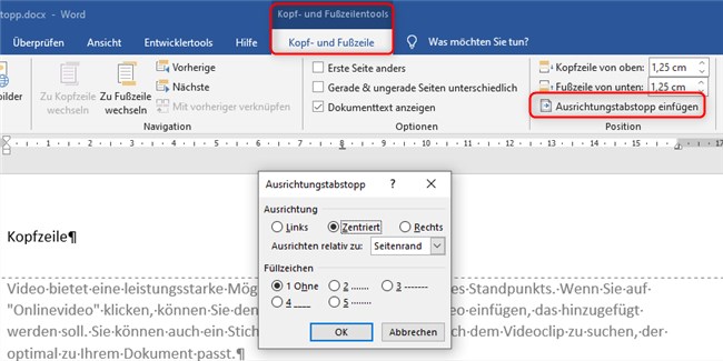 Screenshot 4 - Ausrichtungstabstopp