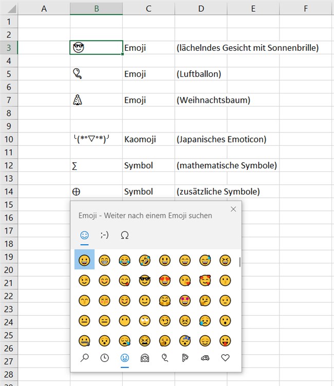 Emojis einfügen
