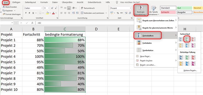 Screenshot 2 - Datenbalken und Symbole