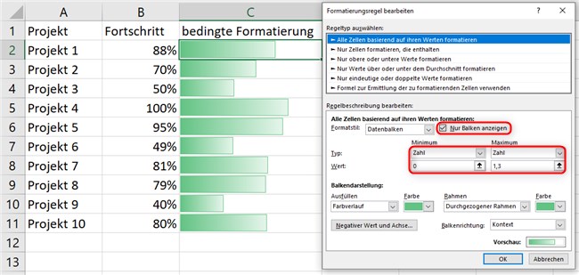 Screenshot 4 - Datenbalken und Symbole