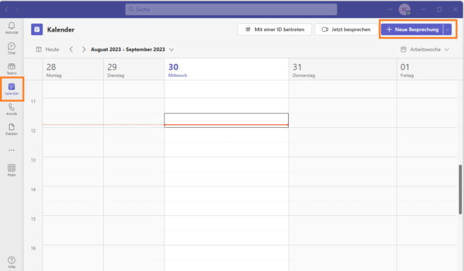 Screenshot 1 - Teams Kalender