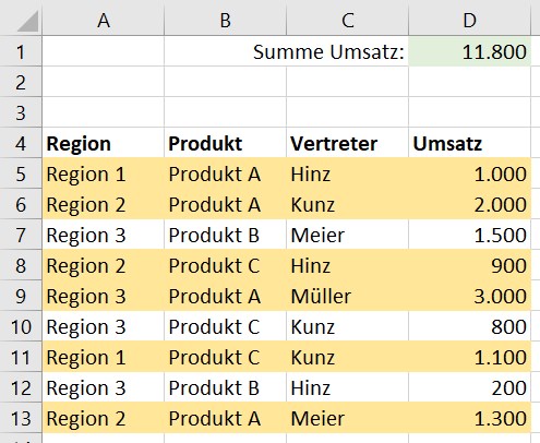 Screenshot 1 - Filter mit ODER