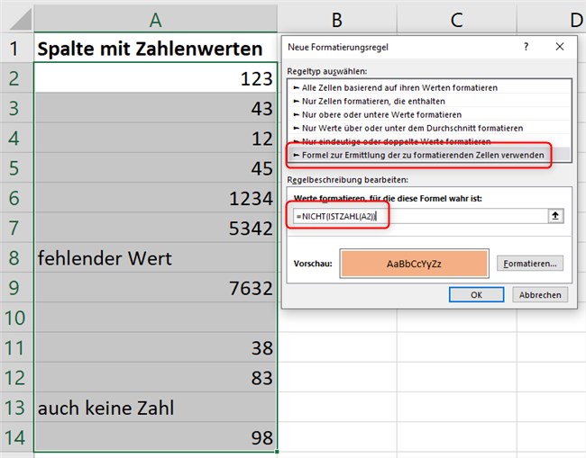 Screenshot 5 - Zellen hervorheben