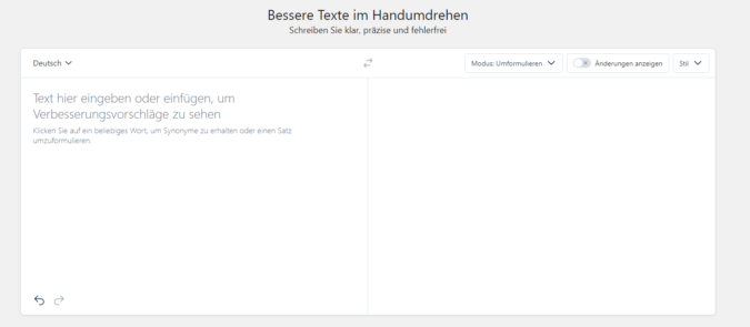 Screenshot von https://www.deepl.com/de/write Screenshot 1 - DeepL Write