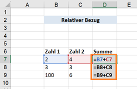 Screenshot 1 Absolute und relative Bezüge