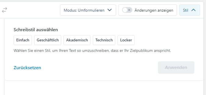 Screenshot von https://www.deepl.com/de/write Screenshot 3 - DeepL Write